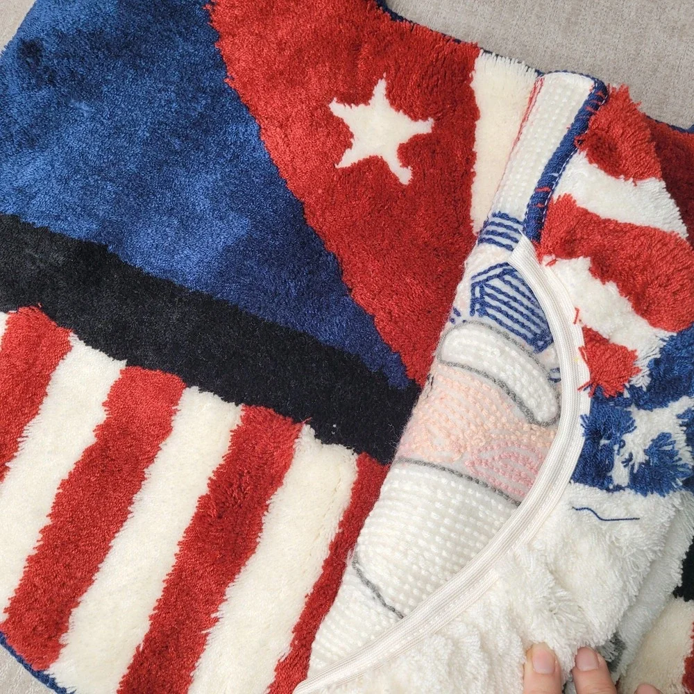 RARE Vintage Uncle Sam Patriotic Toilet Seat Cover & Toilet Rug Mat‎ NEW Go USA!